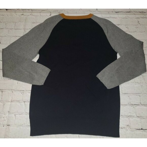 Nwt Goodfellow & Co Men's S Long Sleeve Pull Over Navy Grey Yellow Knit Sweater - Picture 3 of 3